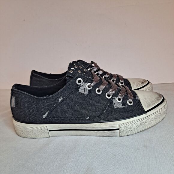 Blowfish Malibu Kensie Distressed Sneakers Women's Sz 11M Black Canvas - Picture 4 of 10